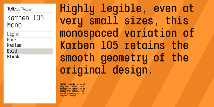 Karben 105 Mono Medium Oblique Font preview